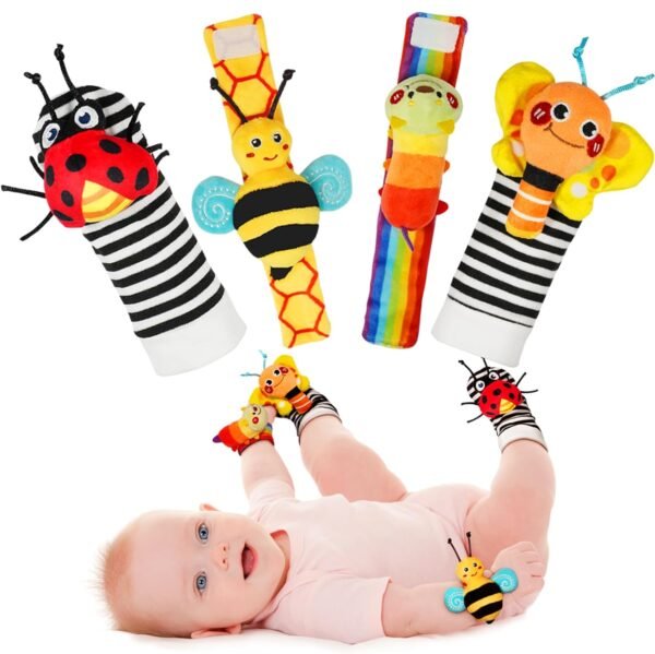 Baby Wrist Rattle Socks and Foot Finder Set, Perfect Baby Toys